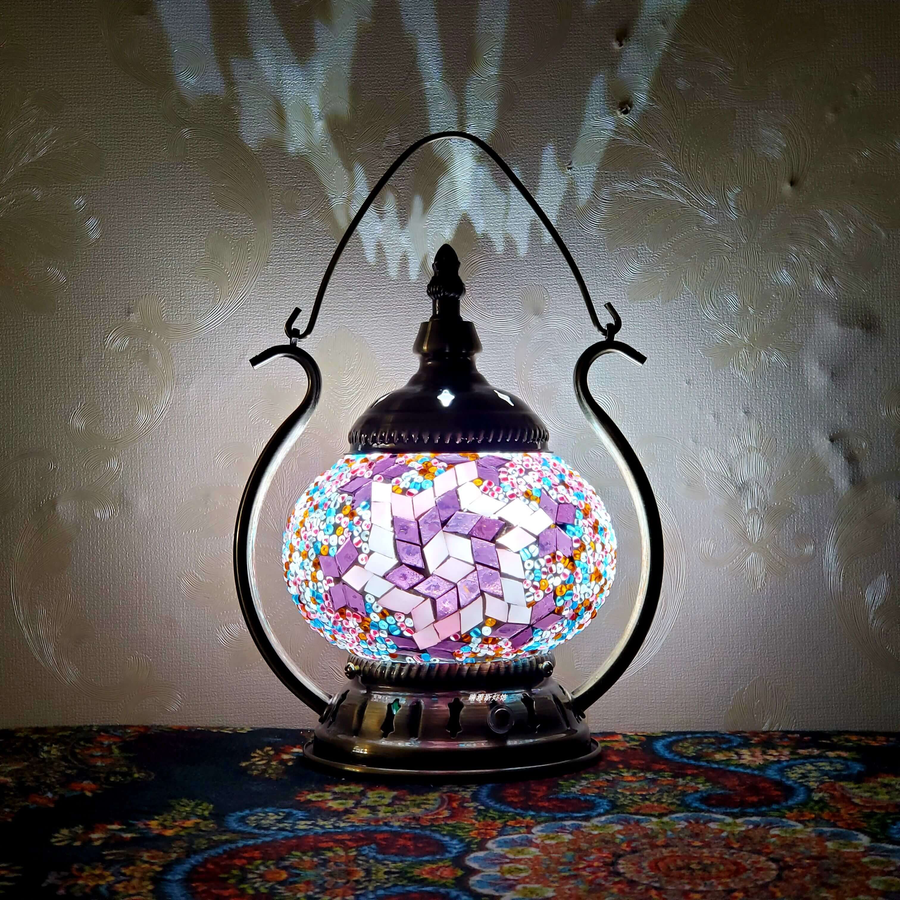 Moroccan Stained Glass Round Pot USB Rechargeable LED Portable Table Lamp Lumendat