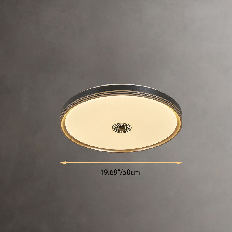 Traditional Chinese Square Geometric Acrylic LED Flush Mount Ceiling Light for Living Room