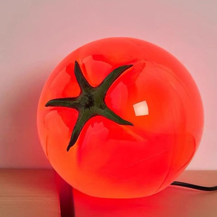 Modern Art Deco Resin Tomato Decorative USB LED Table Lamp For Living Room Lumendat