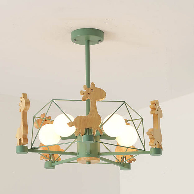 Lumendat Scandinavian Modern Children's Giraffe Diamond Pentagram Iron 5-Light Island Chandelier Lumendat