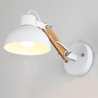 Modern Nordic Iron Semicircle Adjustable Wooden Lamp Arm 1-Light Wall Sconce Lamp Lumendat