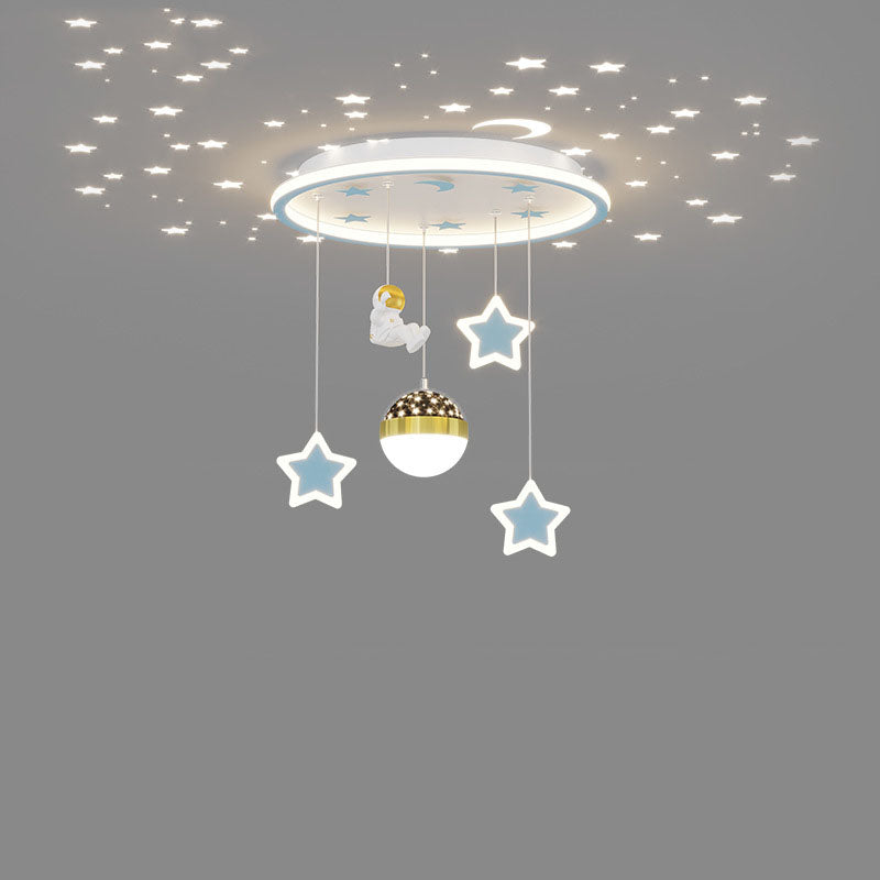Lumendat Contemporary Creative Starry Night Acrylic Round Shade LED Kids Flush Mount Ceiling Light For Bedroom Lumendat