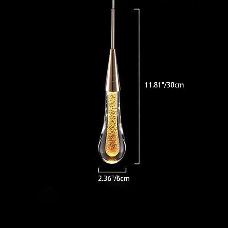 Contemporary Scandinavian Water Drops Metal Glass LED Pendant Light for Bedroom BulbSquare