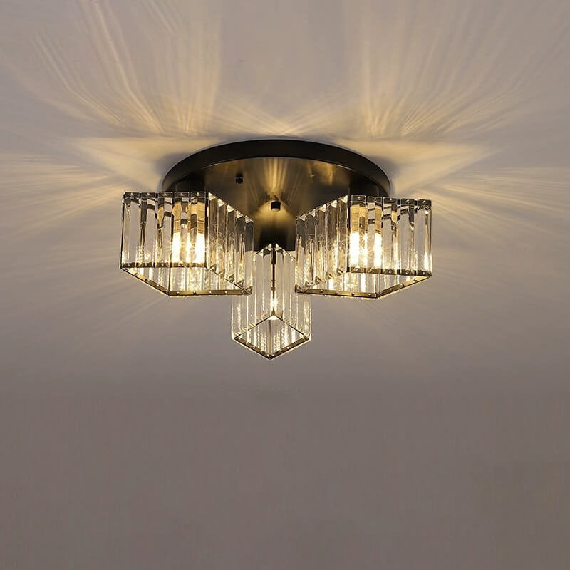Modern Luxury Diamond Shaped Iron Crystal 3/4/5/6 Light Semi-Flush Mount Ceiling Light Lumendat