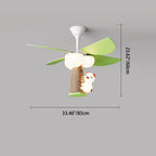 Lumendat Contemporary Creative Kids PVC Iron Wood Tree Bear LED Semi-Flush Mount Ceiling Fan Light For Bedroom Lumendat