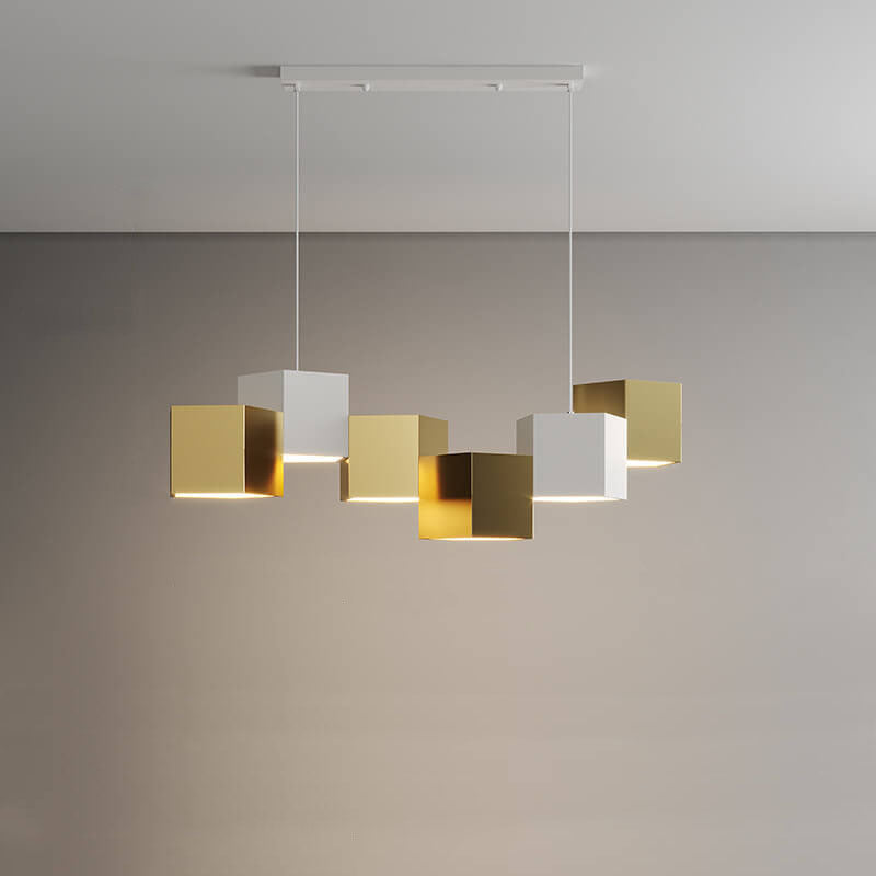 Modern Creative Square Geometric Iron LED Macaron Chandelier BulbSquare