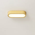 Modern Minimalist Oval Strip Wood Grain Metal LED Flush Mount Ceiling Light for Hallway BulbSquare