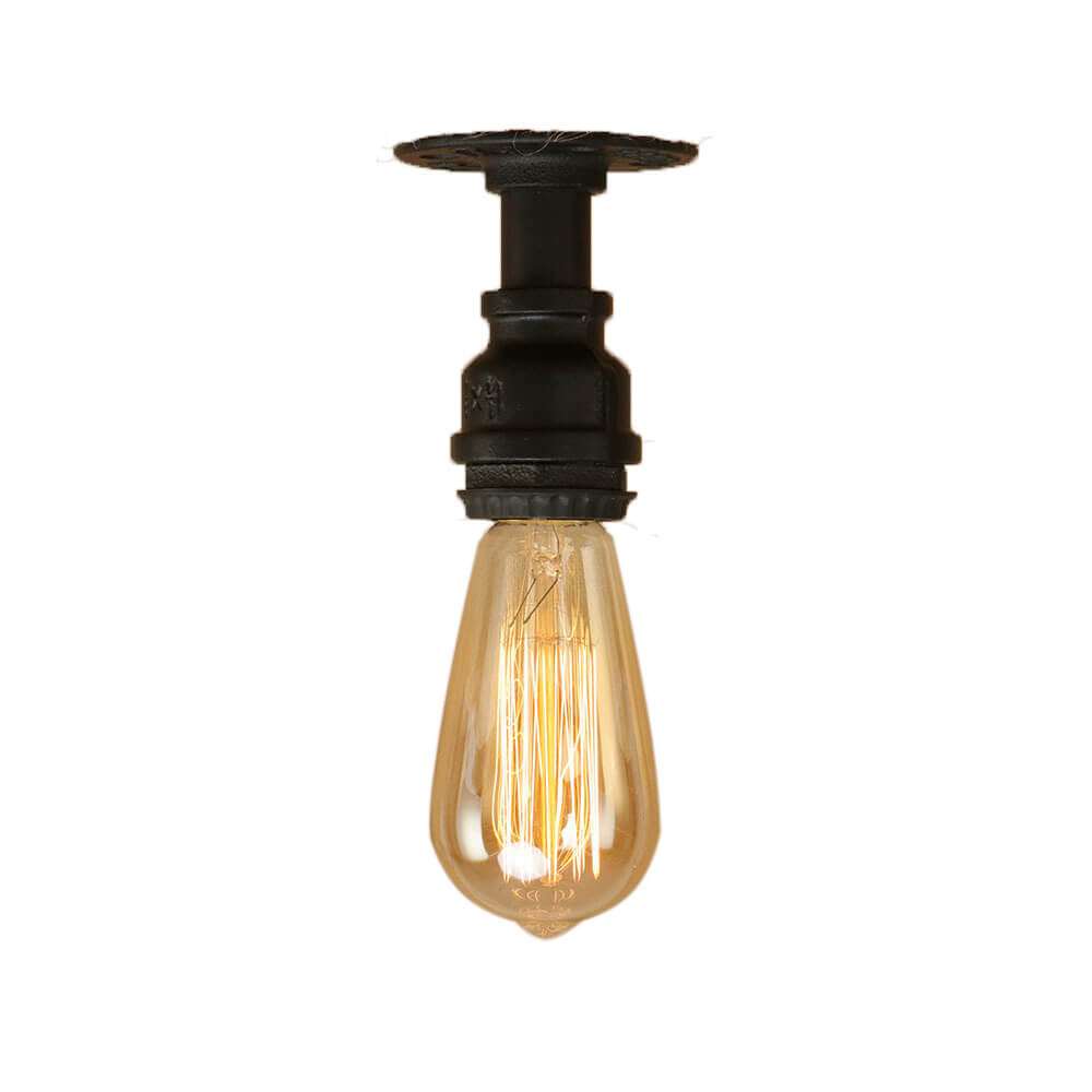 Vintage Steampunk Style Iron Glass Shade 1-light Flush Mount Ceiling Light