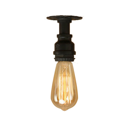 Vintage Steampunk Style Iron Glass Shade 1-light Flush Mount Ceiling Light