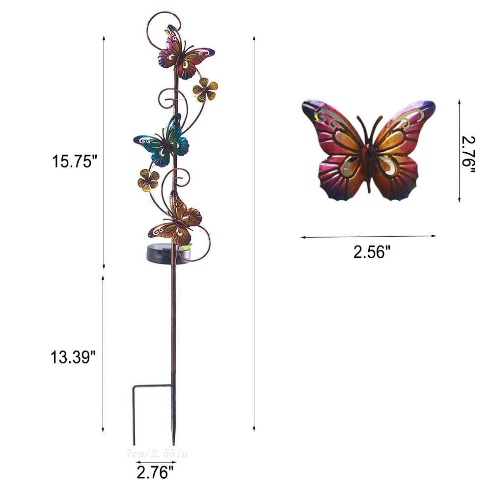 Solar Iron Hummingbird Butterfly Dragonfly Garden Lawn Landscape Light Lumendat