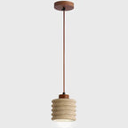 Japanese Wabi-sabi Yellow Travertine Cylinder Lampshade Wood 1-light Pendant Light Lumendat