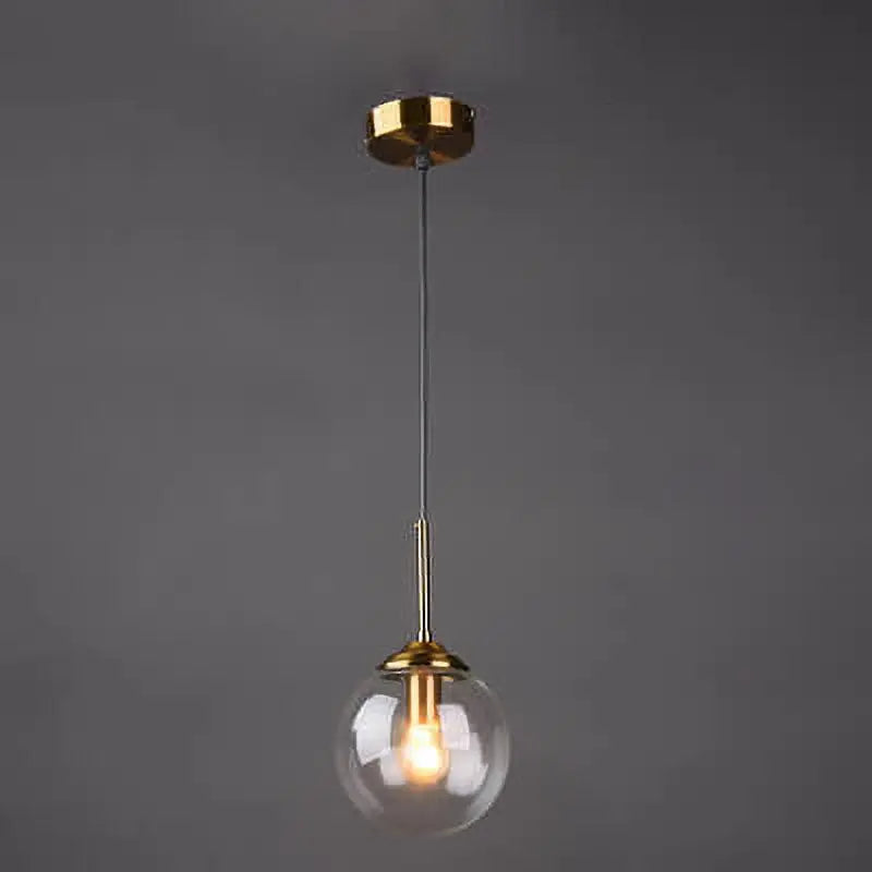Contemporary Nordic Copper Spherical Glass Shade 1/3/5-light Island Light Chandelier for Dining Room Lumendat