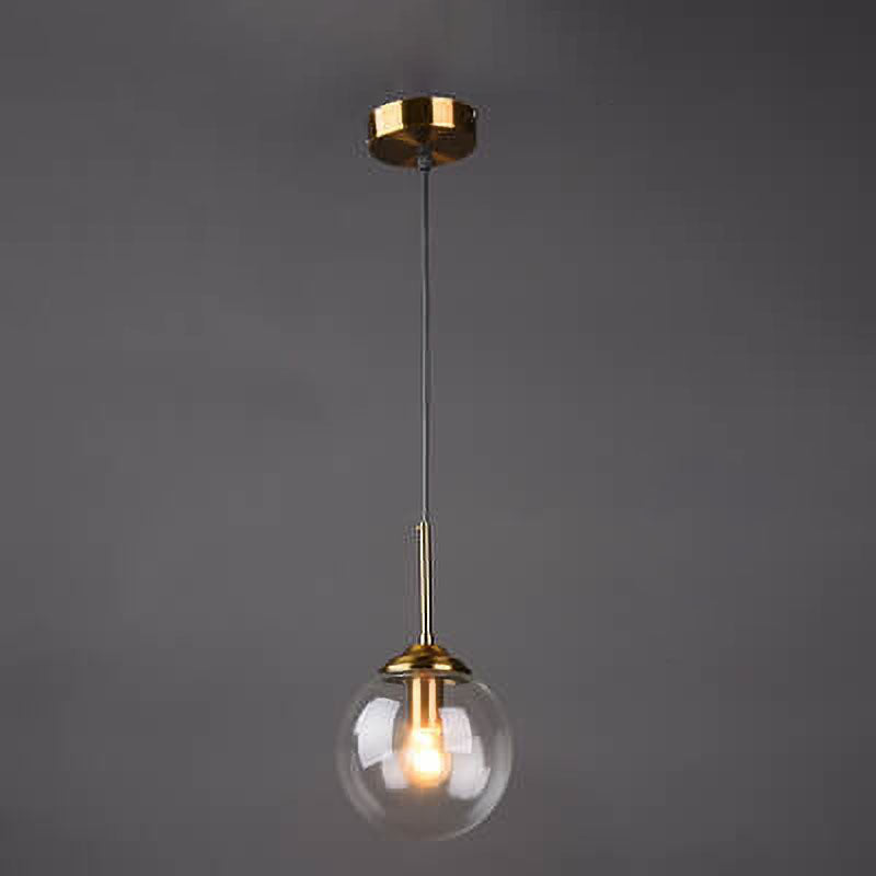 Contemporary Nordic Copper Spherical Glass Shade 1/3/5-light Island Light Chandelier for Dining Room