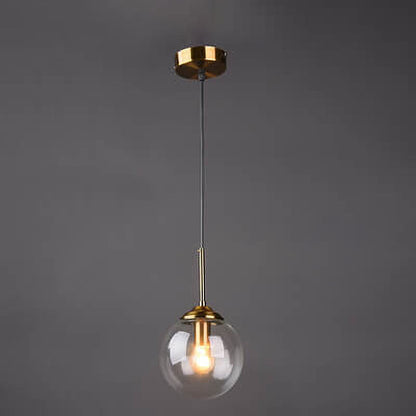 Contemporary Nordic Copper Spherical Glass Shade 1/3/5-light Island Light Chandelier for Dining Room