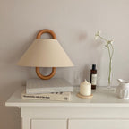 Modern Original Solid Wood Pleated Semi-Circle 1-Light Wall Sconce Lamp
