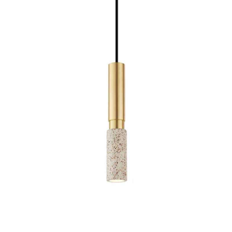 Contemporary Nordic Marble Terrazzo Column Metal 1-Light Pendant Light for Living Room Lumendat
