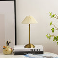 Contemporary Scandinavian Rechargeable Iron Fabric Conic Pleated 1-Light Table Lamp For Bedside Lumendat