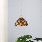 Japanese Vintage Water Pattern Glass Cone 1-light Pendant Light BulbSquare