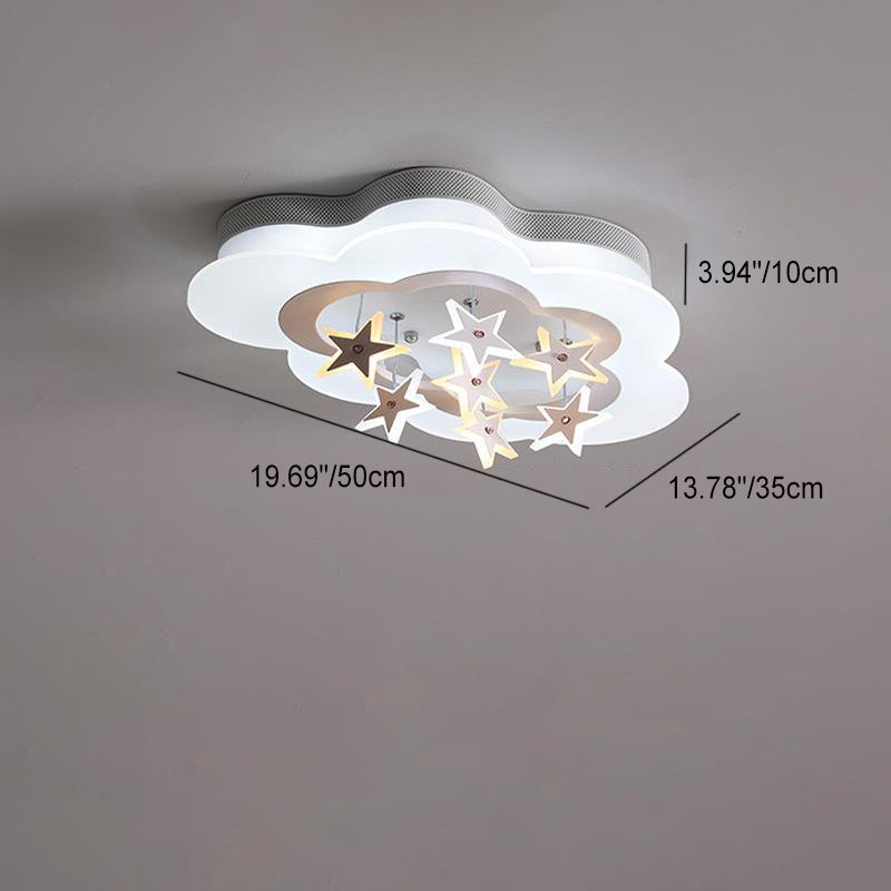 Lumendat Contemporary Nordic Star Decor Cloud Acrylic Shade LED Kids Flush Mount Ceiling Light For Bedroom Lumendat