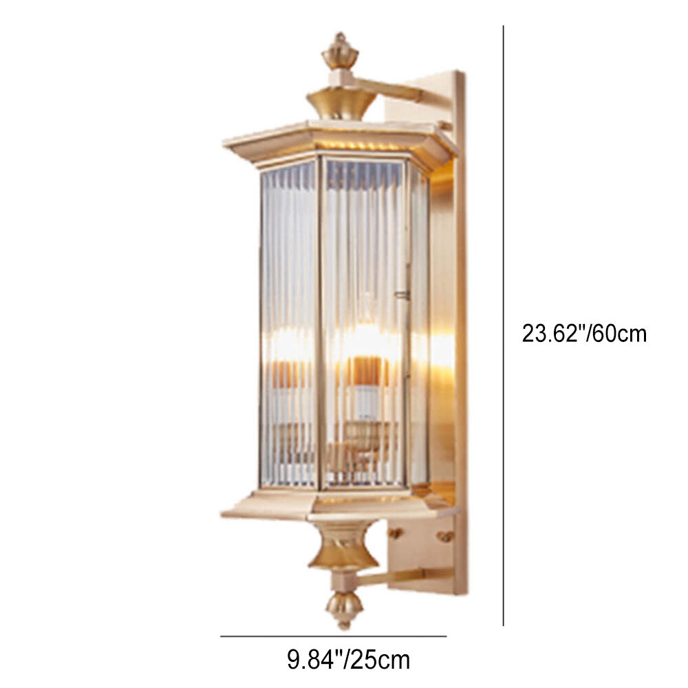 Contemporary Industrial Brass Finish Frame Glass Shade 1/3-Light Wall Sconce Lamp For Outdoor Patio Lumendat