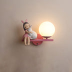 Contemporary Creative Kids Girls Unicorn Orb Resin Iron Glass 1-Light Wall Sconce Lamp For Bedroom Lumendat