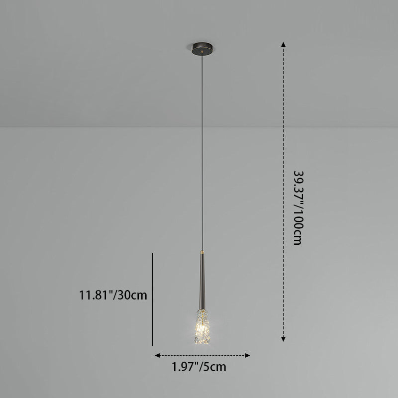 Contemporary Luxury Full Copper Water-ripple Glass Shade 1-light Pendant Light for Living Room