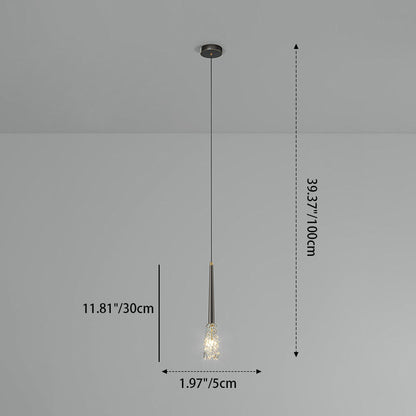 Contemporary Luxury Full Copper Water-ripple Glass Shade 1-light Pendant Light for Living Room