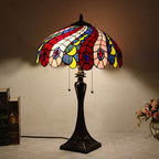 Tiffany Mediterranean Stained Glass Cone Pull Cord 2-Light Table Lamp Lumendat
