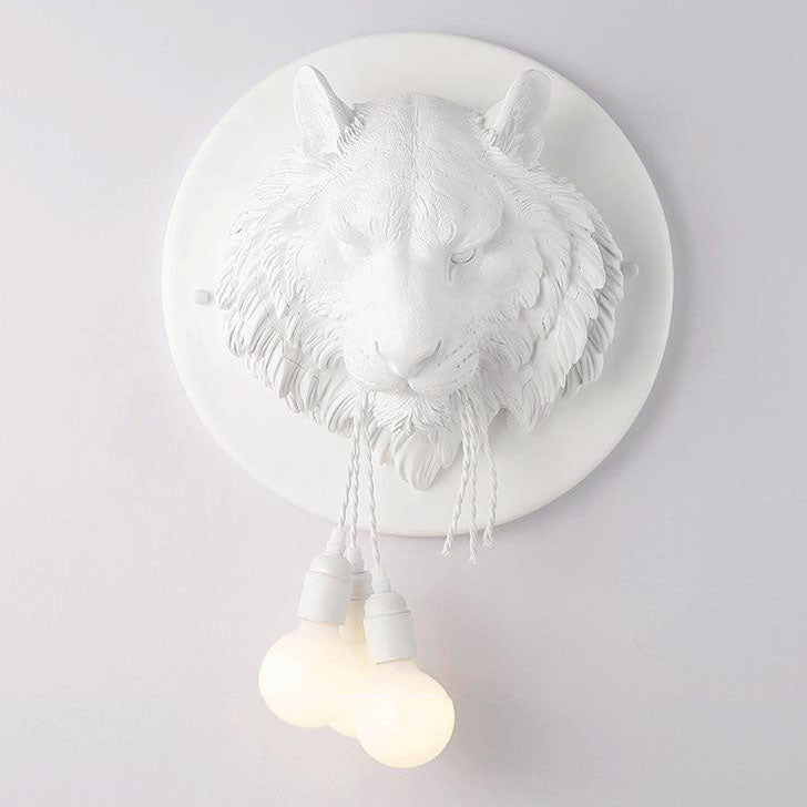 Italian Creative Tiger Totem Resin PVC Shade 1-Light Wall Sconce Lamp Lumendat