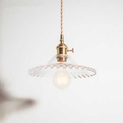 Traditional European Round Textured Glass 1-Light  Dome Lace Pendant Light