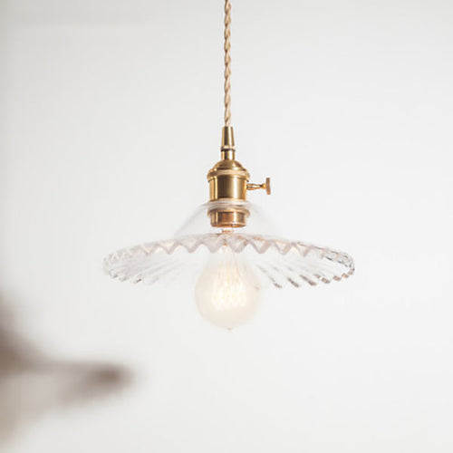 Traditional European Round Textured Glass 1-Light  Dome Lace Pendant Light