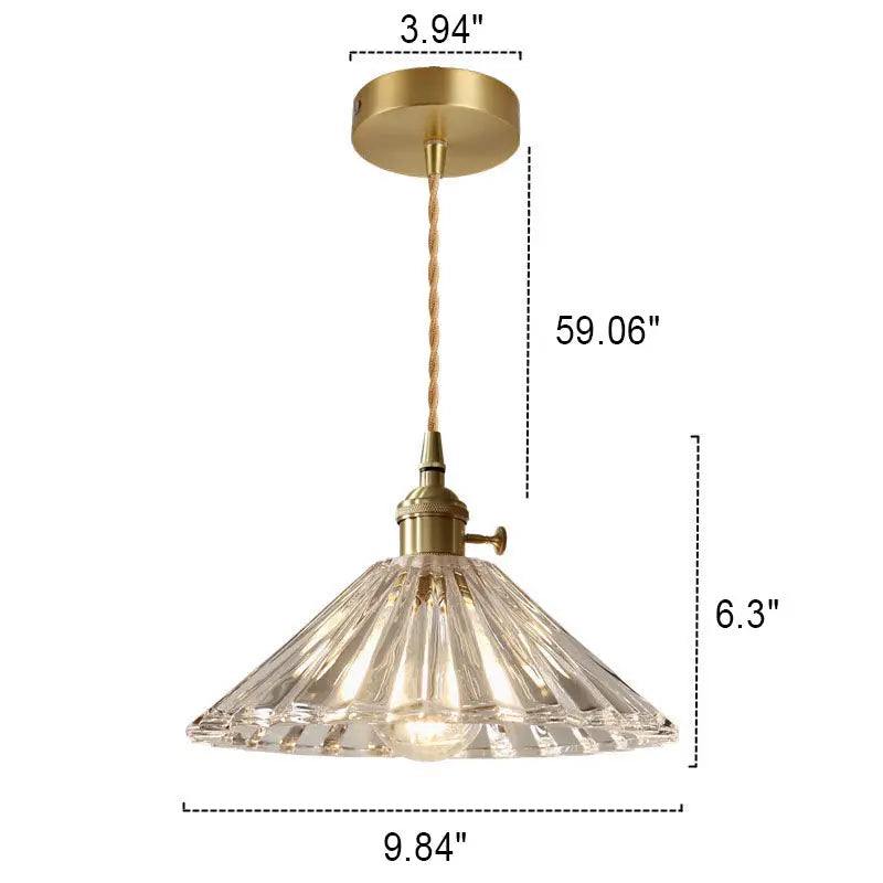 Nordic Minimalist Vintage Clear Brass Glass 1-light Pendant Light Lumendat