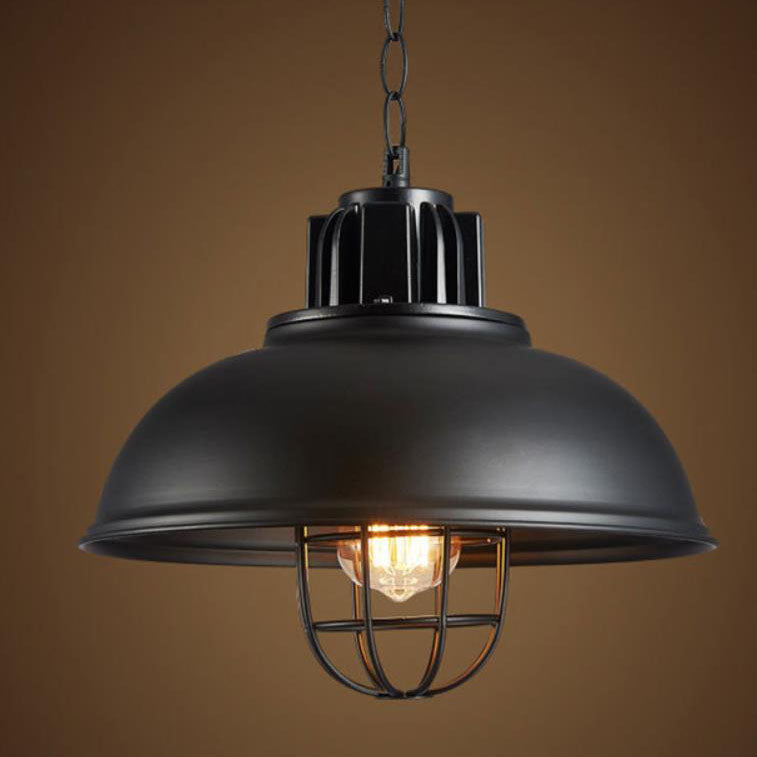 Vintage Industrial Iron Pot Lid Dome 1-light Pendant Light BulbSquare