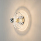 Modern Art Deco Wave Pattern Round Glass 1-Light Wall Sconce Lamp For Bedroom Lumendat