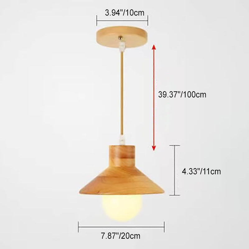 Traditional Japanese Wood Round 1-light Pendant Light for Dining Room