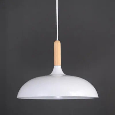 Modern Metal Wooden Top 1-light Dome Pendant Light Lumendat
