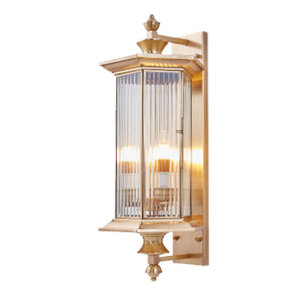 Contemporary Industrial Brass Finish Frame Glass Shade 1/3-Light Wall Sconce Lamp For Outdoor Patio Lumendat