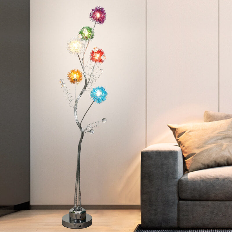 Creative Aluminum Weaving Balls Tree Branch Rustic Decor 6-Light Standing Floor Lamp Lumendat
