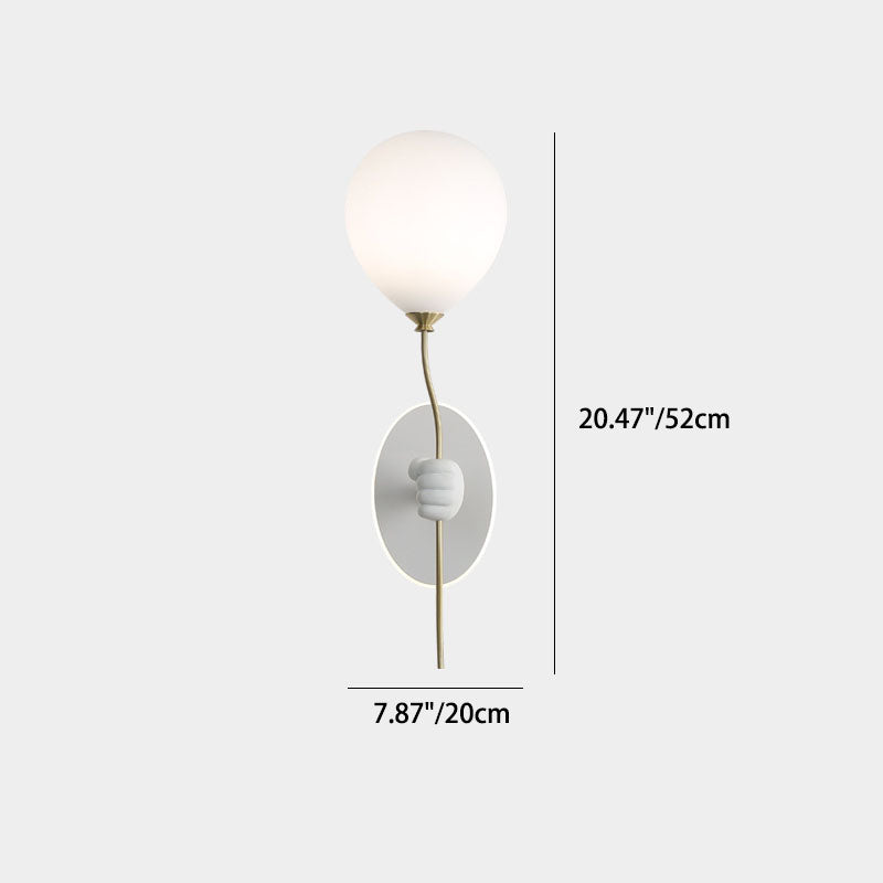 Contemporary Creative Cartoon Bear Balloon Iron Resin Glass 1-Light Wall Sconce Lamp For Bedroom Lumendat