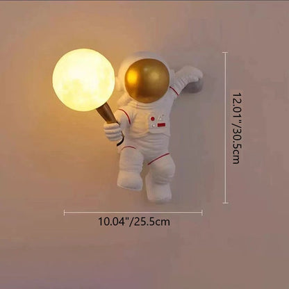 Contemporary Creative Cartoon Astronaut Resin ABS 1-Light Wall Sconce Lamp For Bedroom