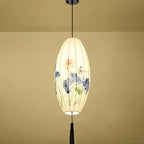 Oriental Antique Handmade Oval Lantern Fabric 1-light Pendant Light Lumendat