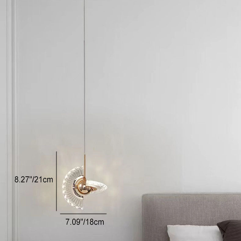Contemporary Luxury Gold Finish Frame Round Shade LED Pendant Light for Bedroom