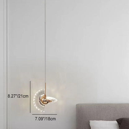 Contemporary Luxury Gold Finish Frame Round Shade LED Pendant Light for Bedroom