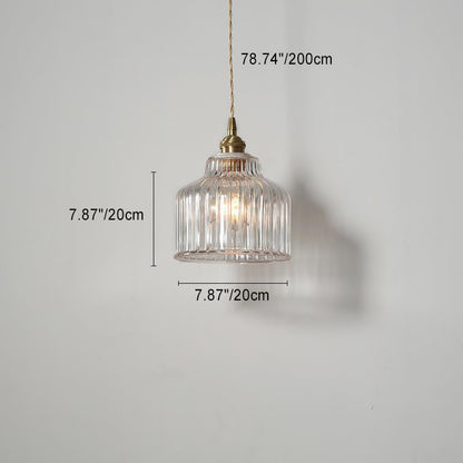 Modern Minimalist Copper Glass Semicircular 1-light Pendant Light for Bedroom