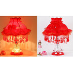 European Style Wedding Fabric Glass 1-Light Table Lamp Lumendat