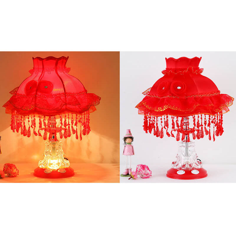 European Style Wedding Fabric Glass 1-Light Table Lamp Lumendat