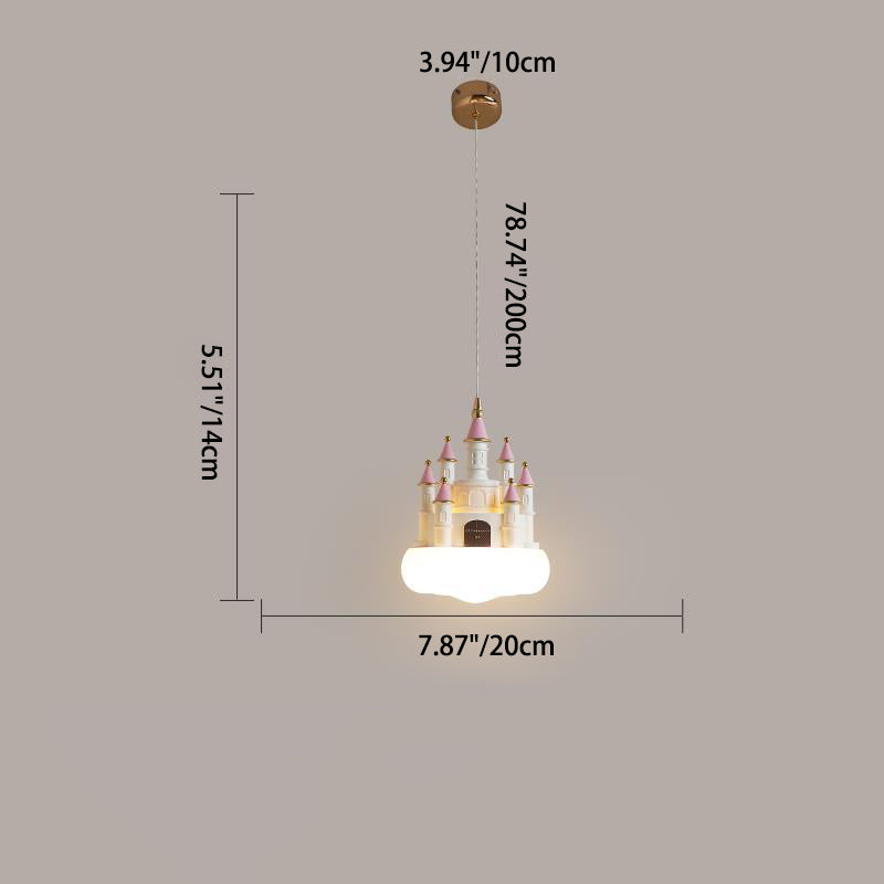 Lumendat Contemporary Nordic Kids Resin PVC PE Castle 1-Light Pendant Light For Bedroom Lumendat