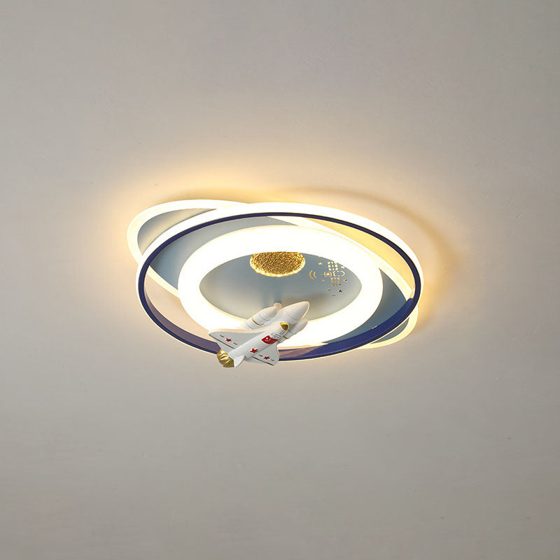 Lumendat Modern Creative Kids Iron Cartoon Astronaut Rocket LED Flush Mount Ceiling Light Lumendat