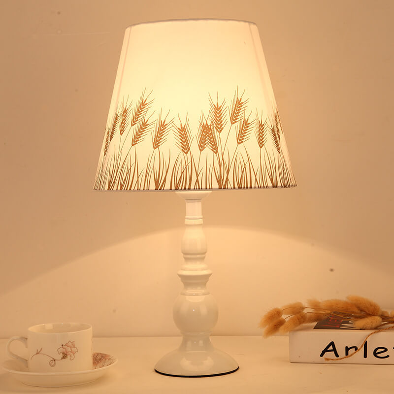 Modern Simple Floral Fabric Iron Vase Base 1-Light Table Lamp Lumendat