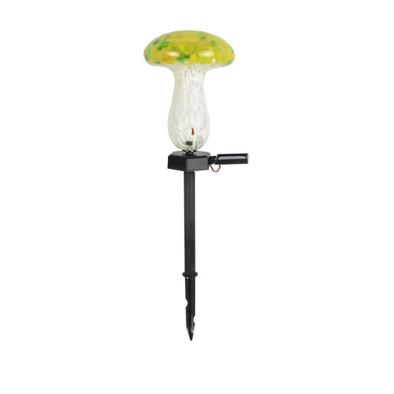 Contemporary Creative Colorful Mushroom Glass Shape LED Solar Waterproof Lawn Insert Light For Garden Lumendat